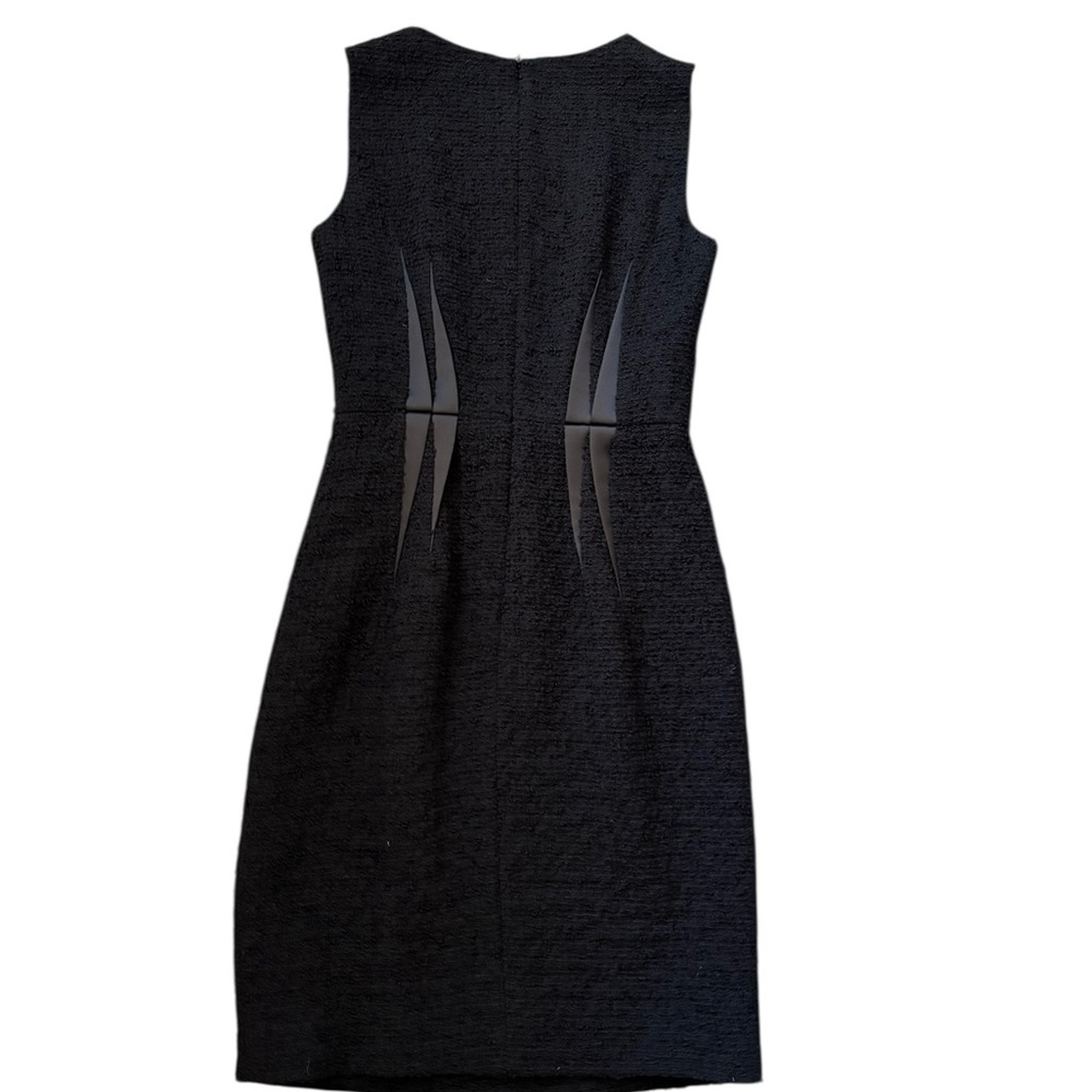 Armani Collezioni Wool Blend Tweed Black Sleeveless Sheath Midi Dress Size 2 - Picture 8 of 15